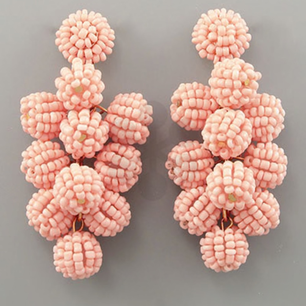 MUD PIE Earrings! Pink Beaded Cluster Drop EARRINGS NWT